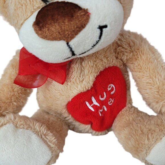 2/$15 Valentine's Day Hug Me Classic Bear Plush Brown 7" Embroider Heart Smiling - Picture 3 of 10